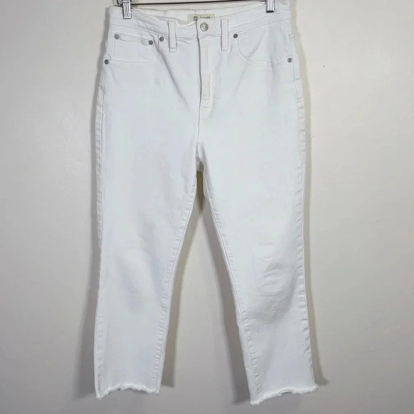 Madewell The High Rise Slim Crop Boy  Friend Jeans In Tile White - Picture 2 of 16